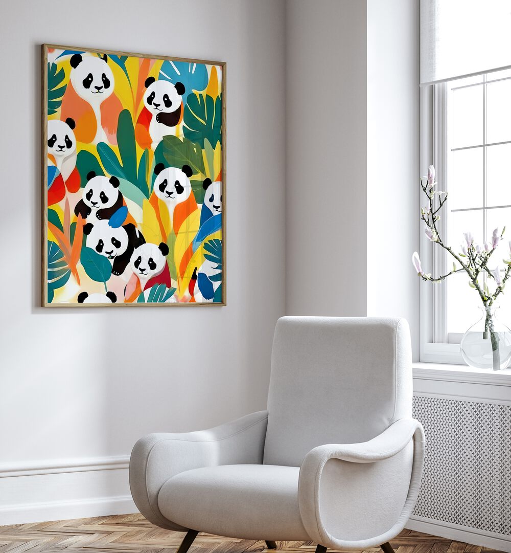 Colorful PANDAS A TROPICAL, KIDS ROOM PAINTINGS by Uma Gokhale brighten any child's space with vibrant jungle art.