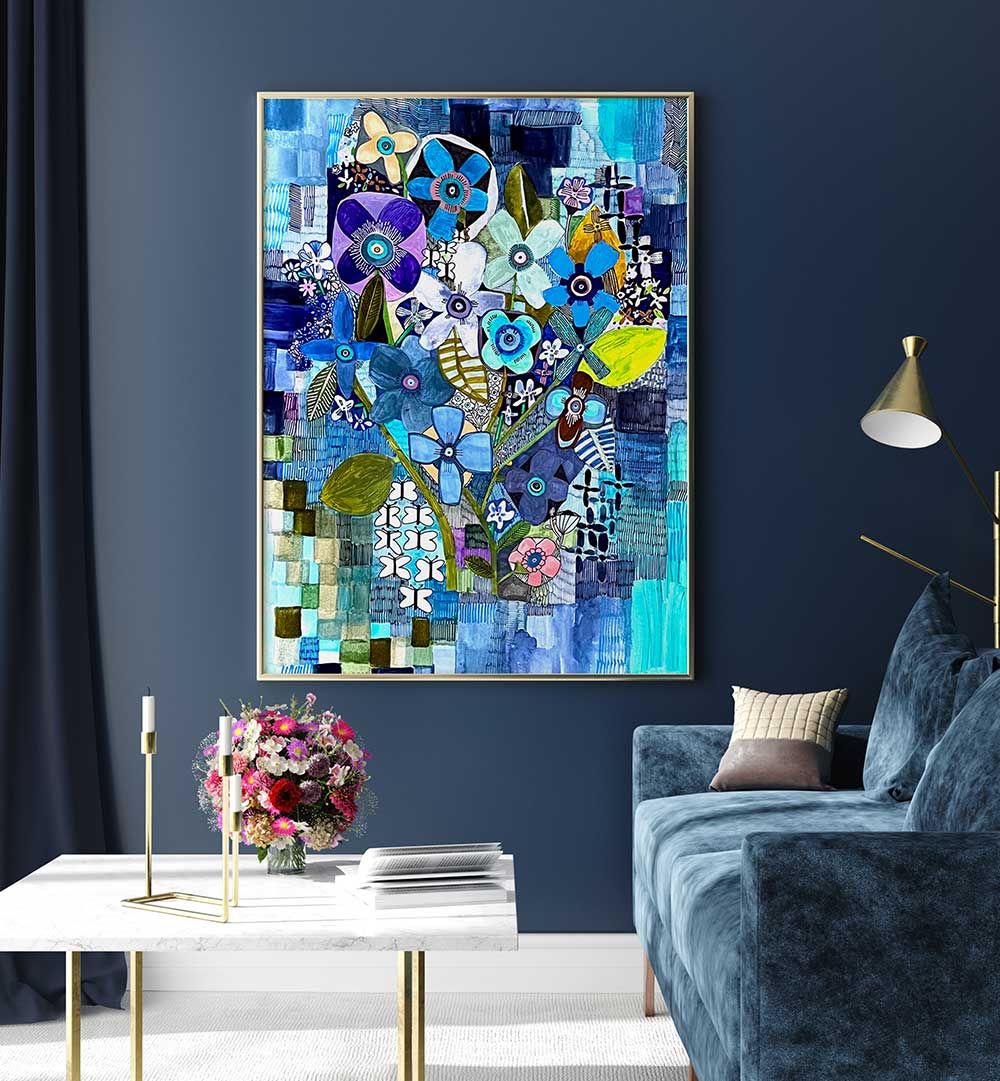 SO BLUE , FLORAL FLOWER PAINTINGS