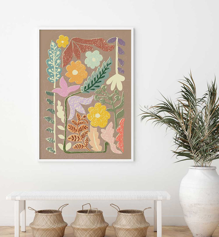 Colorful Earthy Tones, Floral Flower Paintings create a vibrant focal point for any living space. Perfect for home decor.