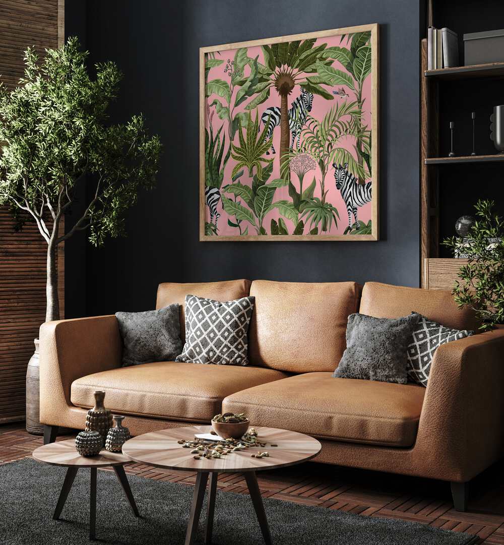 Colorful “ROAMING WITH ZEBRAS, ANIMAL PAINTINGS” artwork adds vibrant wildlife charm to modern living spaces.