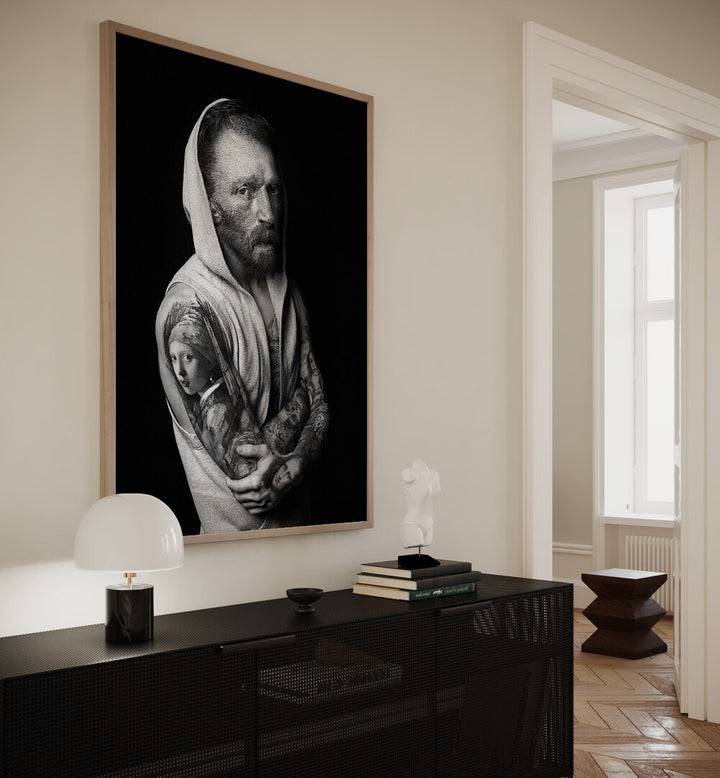 Elevate your decor with VAN GOGH TATTOO, ALTERED ART PRINTS, a striking blend of classic art and modern tattoo style.