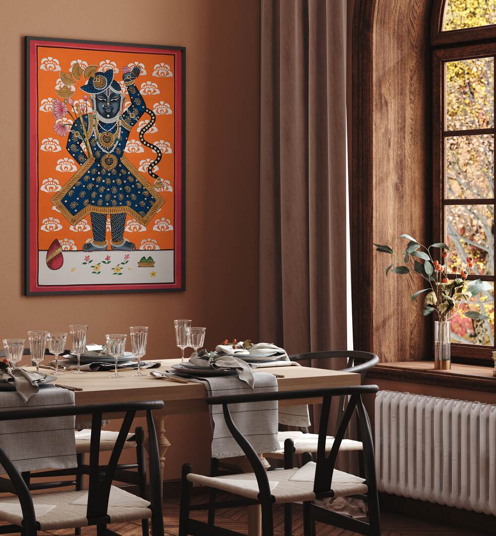 Handcrafted SHRINATH JI, INDIAN ART PAINTINGS, showcasing vibrant colors and traditional Indian artistry for your decor.