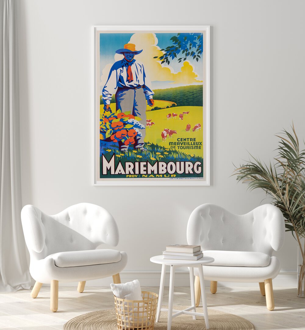Colorful Mariembourg vintage travel poster showcasing a charming landscape, perfect for enhancing your decor.
