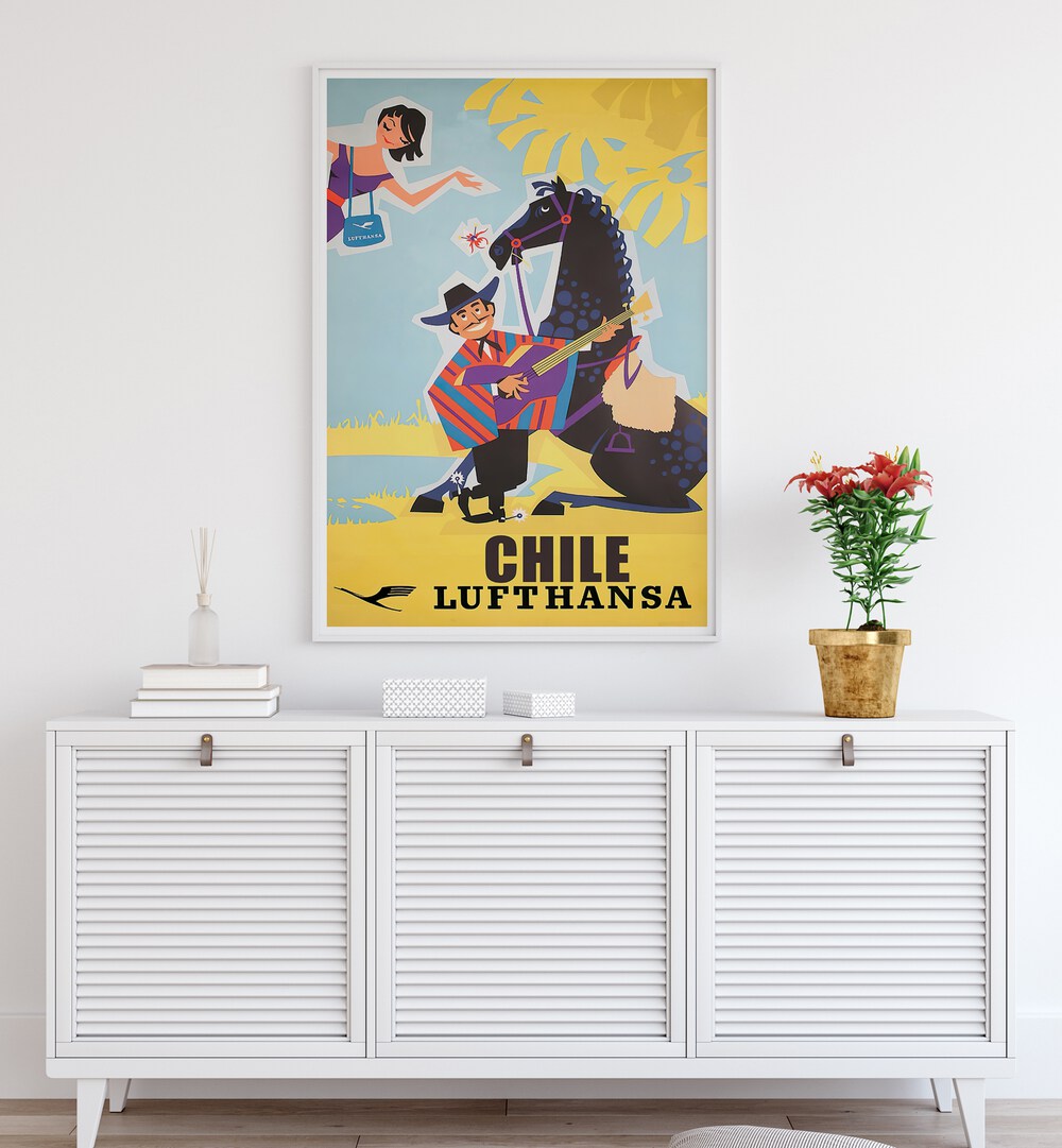 Colorful LUFTHANSA Vintage Travel Posters featuring Chile, perfect for adding nostalgia to your decor.