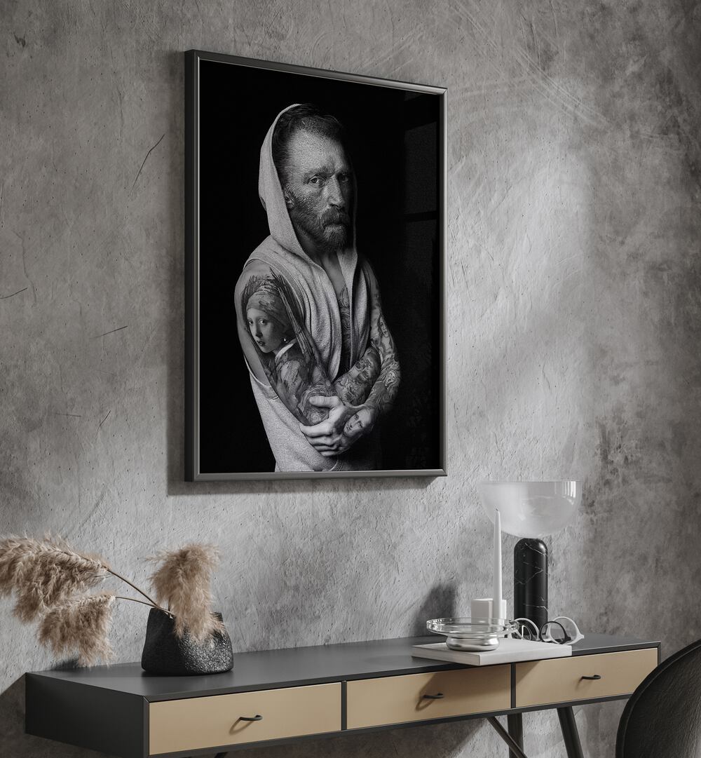 Stylish Van Gogh Tattoo, Altered Art Prints on display, merging classic art with modern tattoo aesthetics.