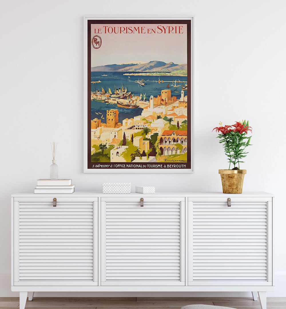 Discover the charm of LE TOURISM EN SYRIE, VINTAGE TRAVEL POSTERS, showcasing Syria's stunning landscapes and heritage.