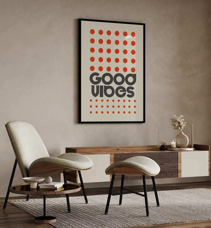 Elevate your space with GOOD VIBES ORANGE, QUOTES poster, combining vibrant design and inspiring typography.
