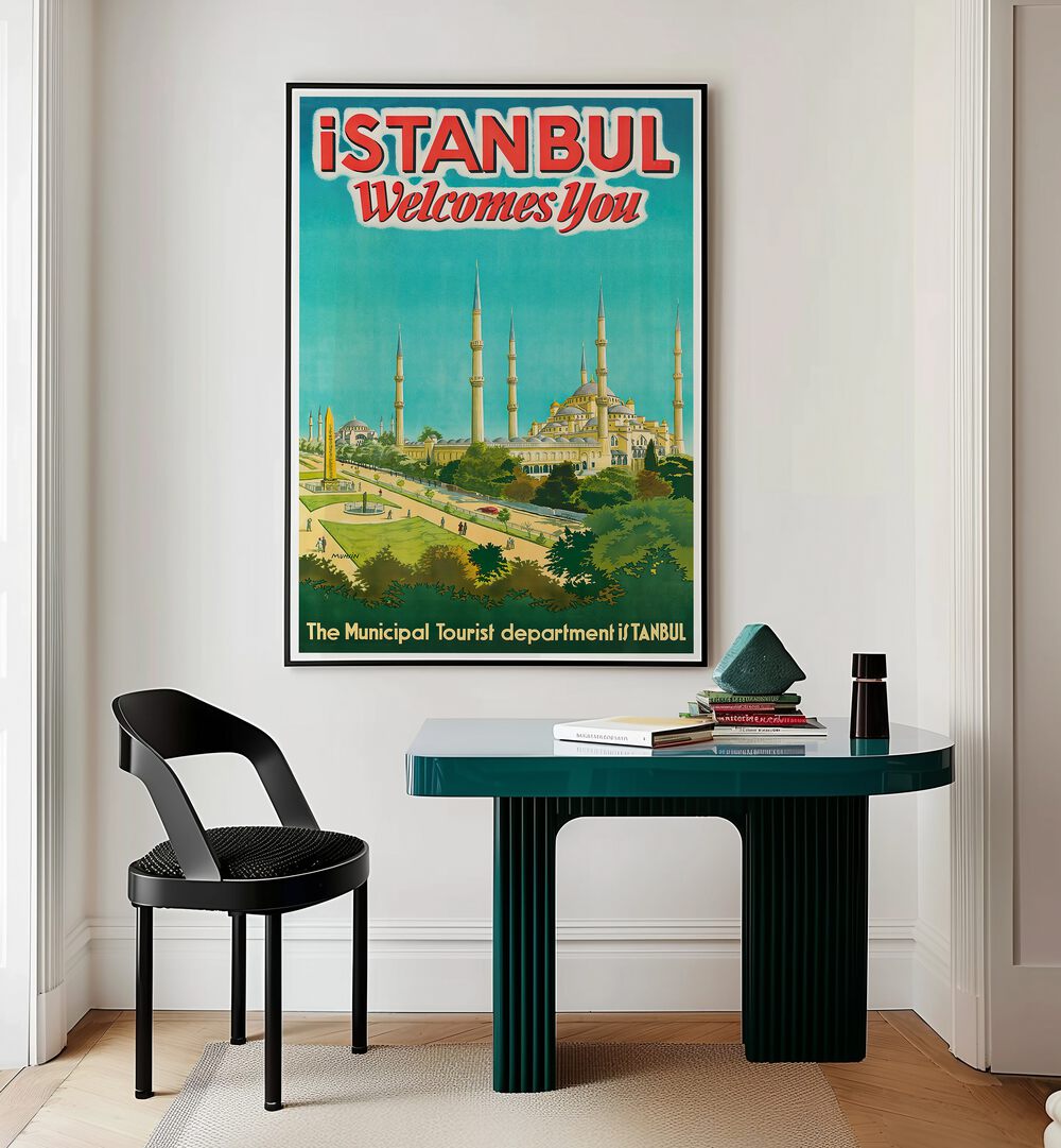 Istanbul, Vintage Travel Posters showcase stunning architecture and vibrant culture, perfect for any travel enthusiast.
