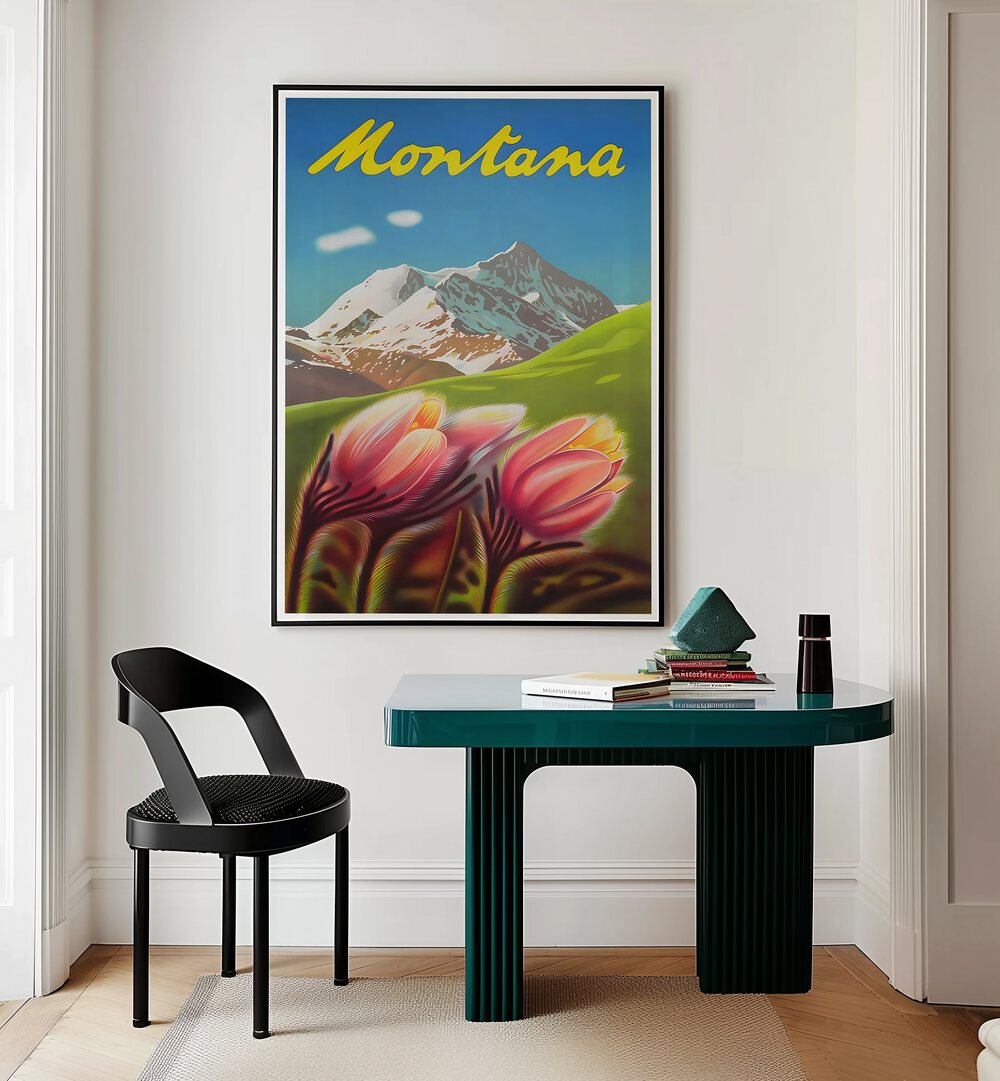 Colorful MONTANA Vintage Travel Posters showcasing stunning landscapes, perfect for enhancing your living space.