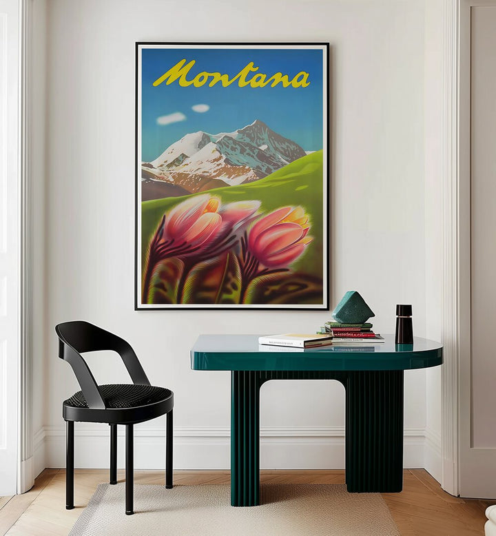 Colorful MONTANA Vintage Travel Posters showcasing stunning landscapes, perfect for enhancing your living space.