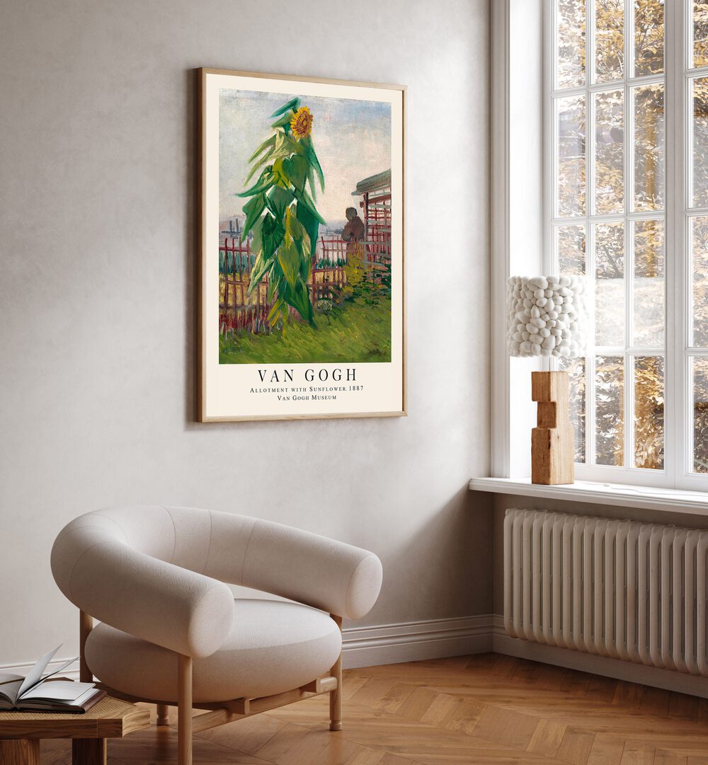 SUNLIT BOUNTY: ALLOTMENT WITH SUNFLOWER, 1887 , VINTAGE PAINTINGS