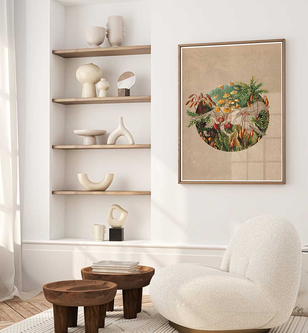 NATURE, FLORAL FLOWER PAINTINGS adorn a stylish interior, enhancing the space with vibrant, botanical artistry.