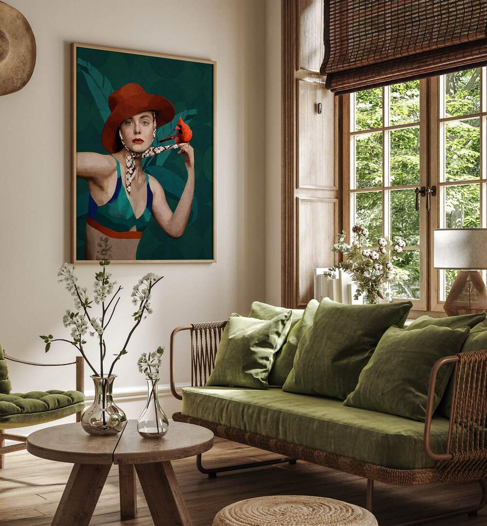KARDINAL KUSLU KIZ, PORTRAITS artwork by Emel Tunaboylu enhances your space with vibrant colors and captivating design.