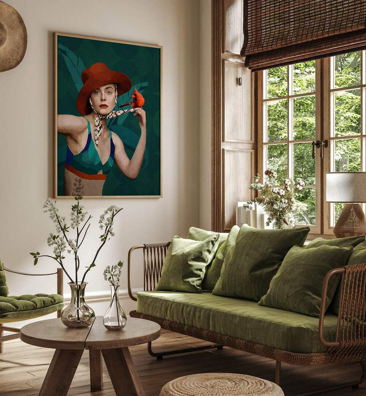 KARDINAL KUSLU KIZ, PORTRAITS artwork by Emel Tunaboylu enhances your space with vibrant colors and captivating design.