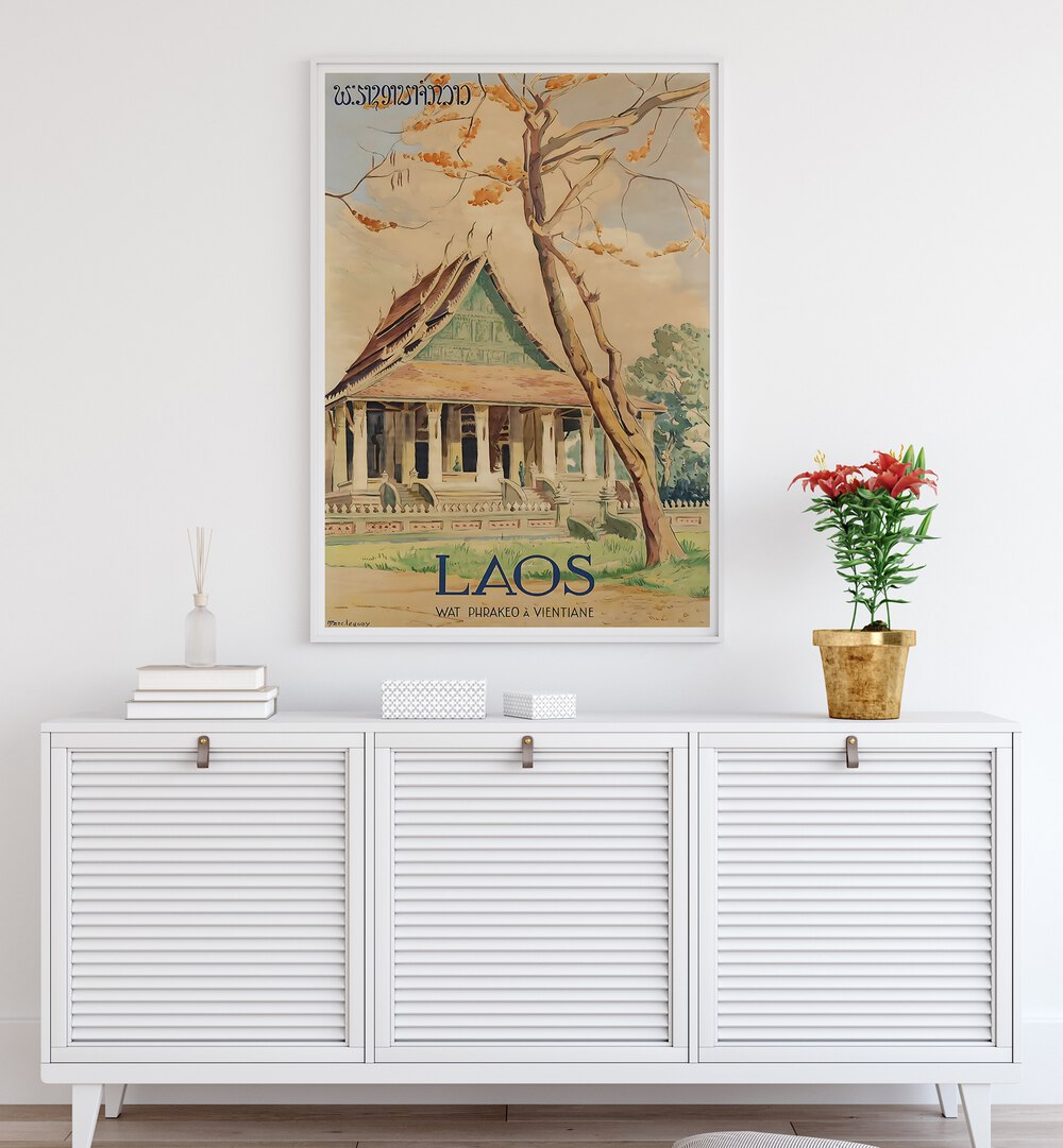 LAOS I, VINTAGE TRAVEL POSTERS showcase the beauty of Laos with stunning artwork perfect for home decor.