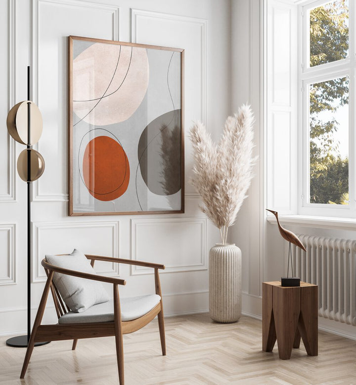 Modern interior featuring EXPRESSIVE VI, ABSTRACT PAINTINGS, enhancing creativity with its unique design elements.