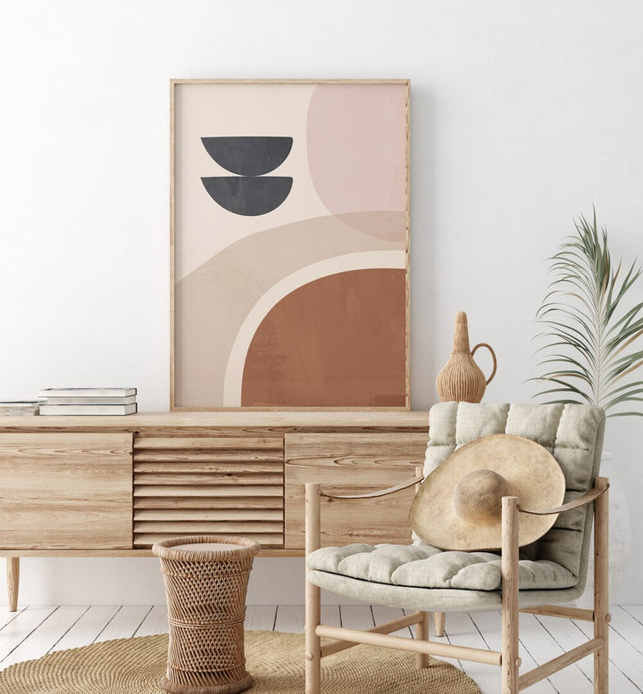 Sophisticated BROWN ART I, BOHO ART PAINTINGS enhancing modern interior decor with elegant geometric designs.