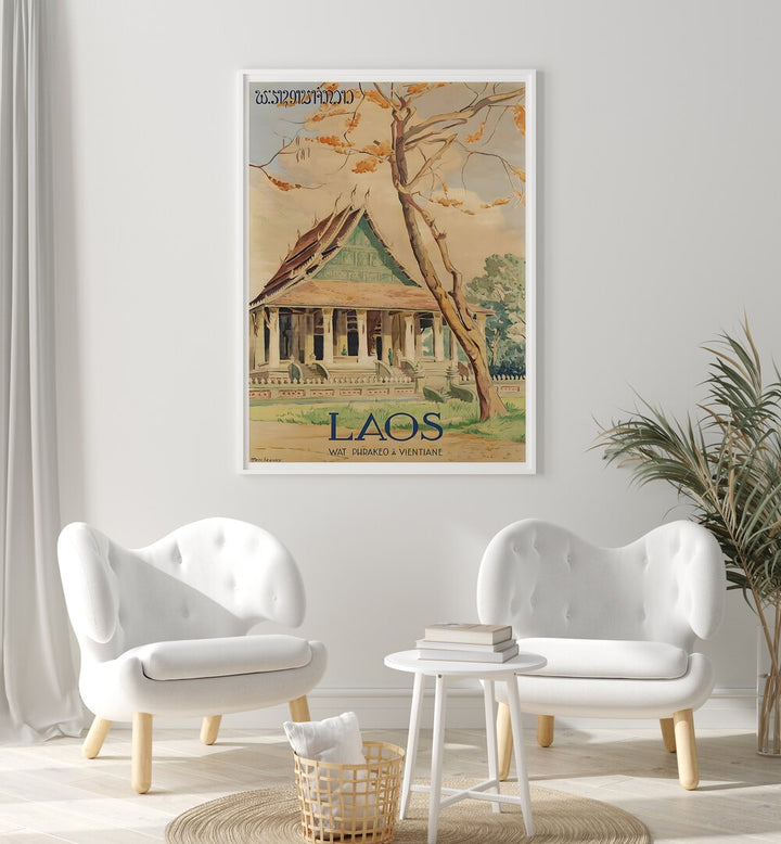 Elegant LAOS I, VINTAGE TRAVEL POSTERS showcase stunning architecture and culture, perfect for travel enthusiasts.
