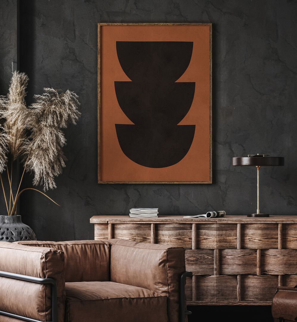 Stylish TRIBAL III, ABSTRACT PAINTINGS on a wall, enhancing modern decor with bold, contemporary design elements.