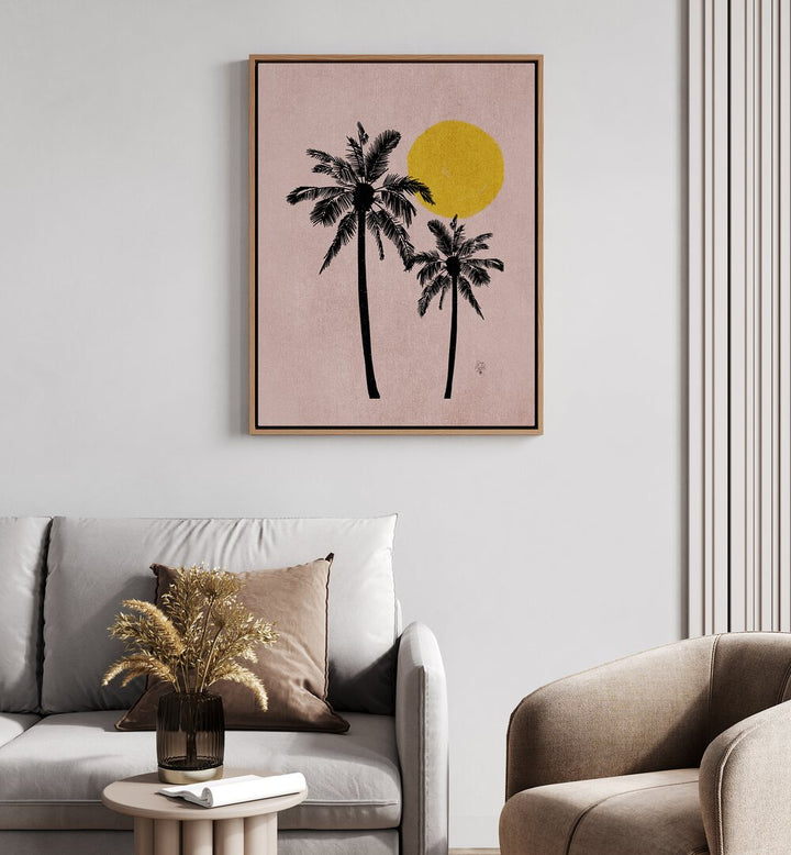 Stunning PALM TREE, LANDSCAPE PAINTINGS with a pink background, perfect for modern home decor.