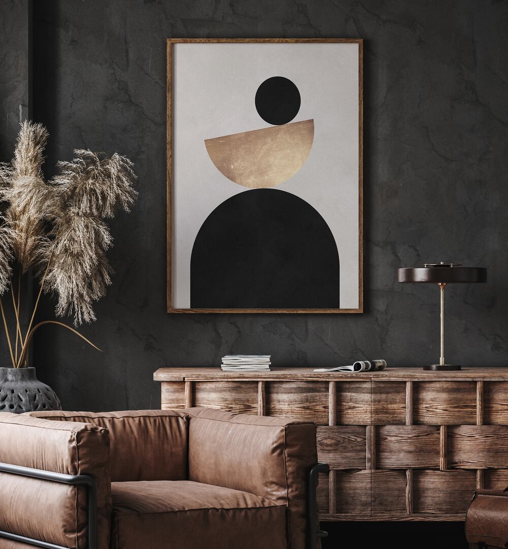 Modern interior showcasing LINES AND CIRCLES XXIII, GEOMETRIC ART PRINTS, perfect for elevating creative spaces.