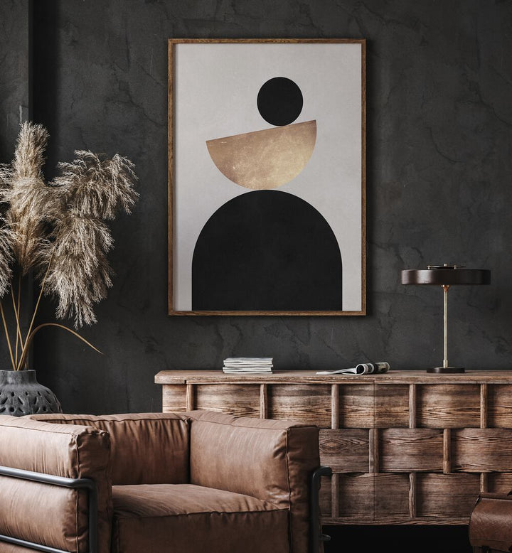 Modern interior showcasing LINES AND CIRCLES XXIII, GEOMETRIC ART PRINTS, perfect for elevating creative spaces.