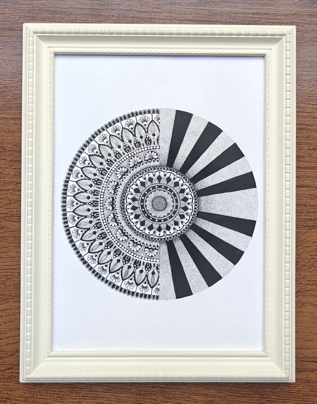HALF AND HALF MANDALA , HANDMADE ARTWORKS