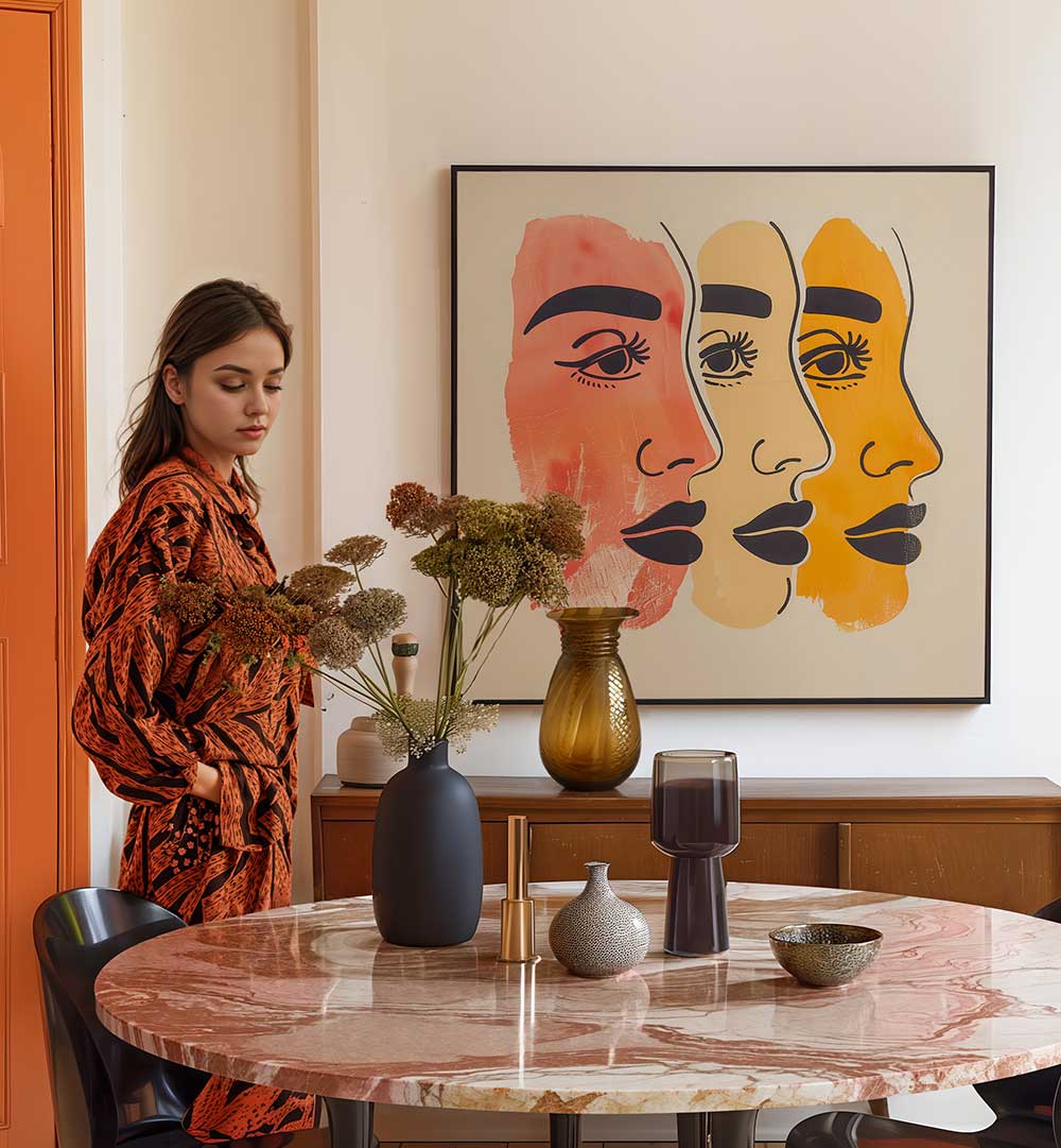 THREE FACES , BOHO ART PAINTINGS