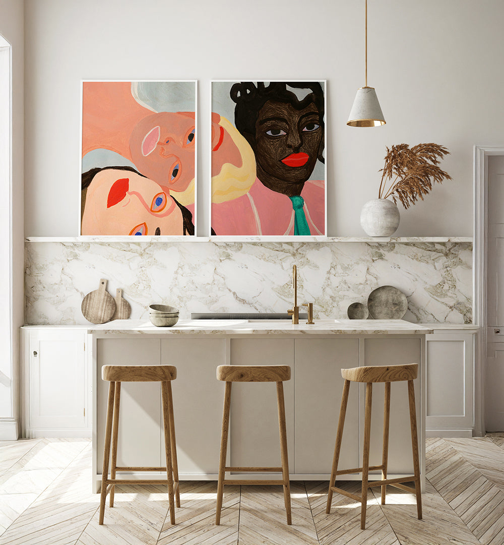 IN CONVERSATION , SET OF 2 PAINTINGS