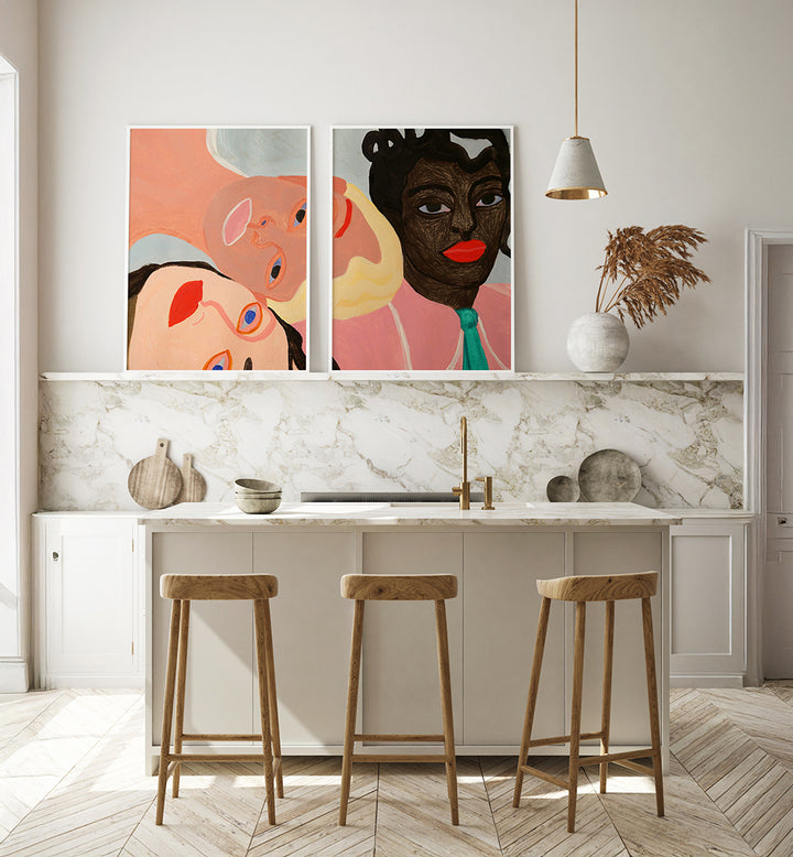 IN CONVERSATION , SET OF 2 PAINTINGS