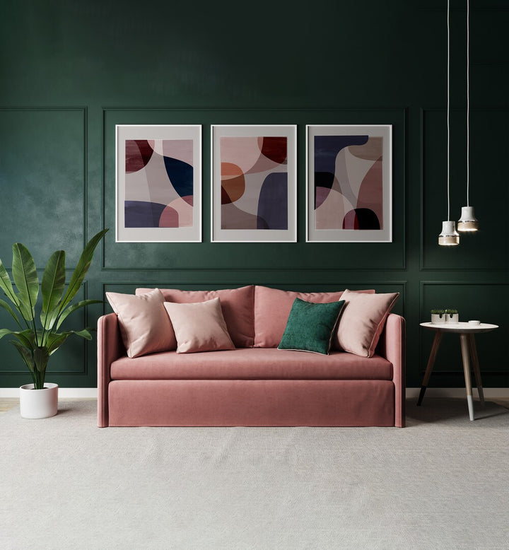 Elevate your decor with the ABSTRACT HARMONY SET, SET OF 3 PAINTINGS, adding tranquility to any room.