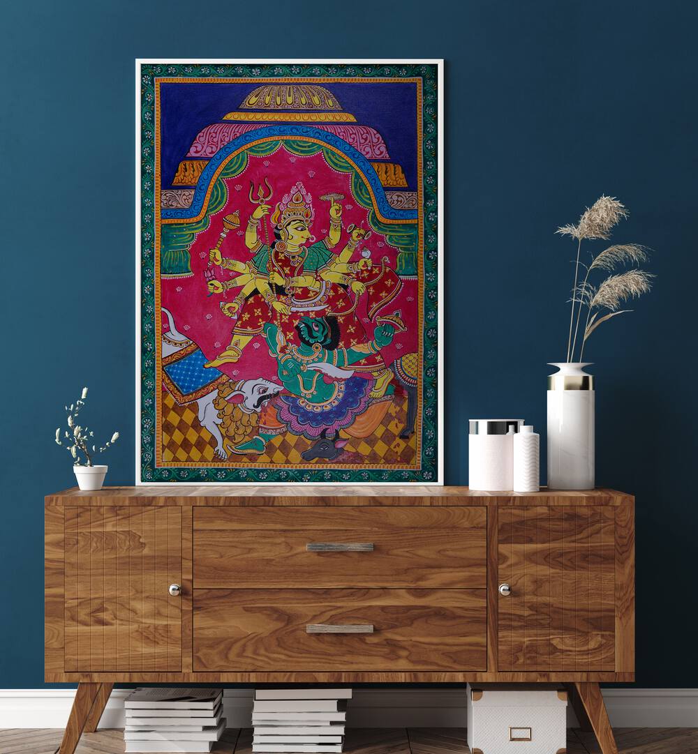 Vibrant GODDESS DURGA, INDIAN ART PAINTINGS showcasing strength and grace, perfect for your decor.