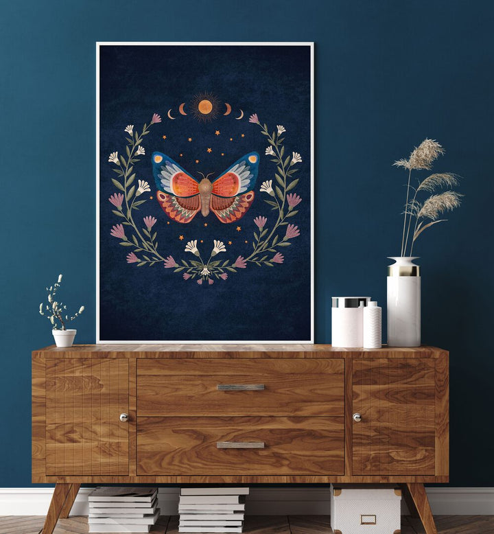 Colorful "BUTTERFLY II, ANIMAL PAINTINGS" artwork by Emel Tunaboylu enhances any space with its captivating design.