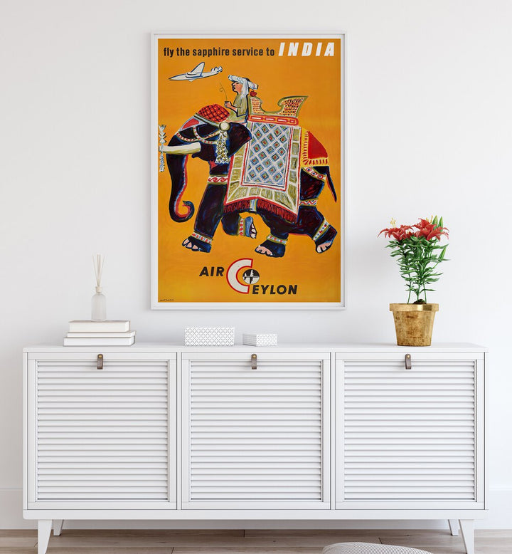 Vibrant AIR CEYLON Vintage Travel Posters showcasing an elephant, perfect for adding charm to any space.