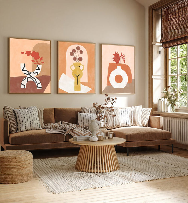 Enhance your decor with the CERULEAN BLISS SET, SET OF 3 PAINTINGS, bringing tranquility to your living space.