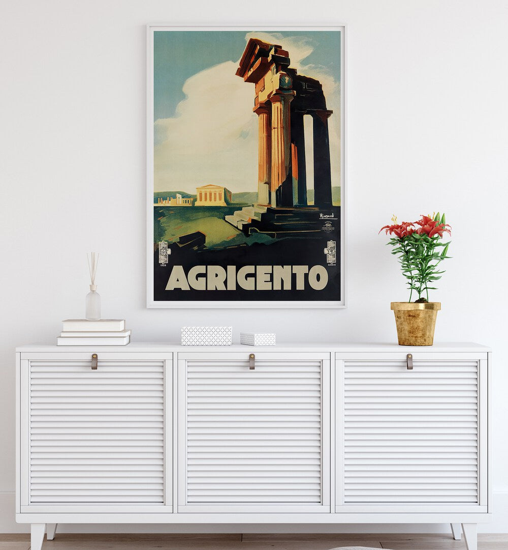 Stunning AGRIGENTO, VINTAGE TRAVEL POSTERS showcasing the timeless beauty of Italy's historic sites for your home decor.