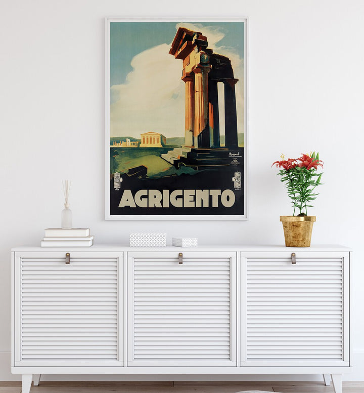 Stunning AGRIGENTO, VINTAGE TRAVEL POSTERS showcasing the timeless beauty of Italy's historic sites for your home decor.