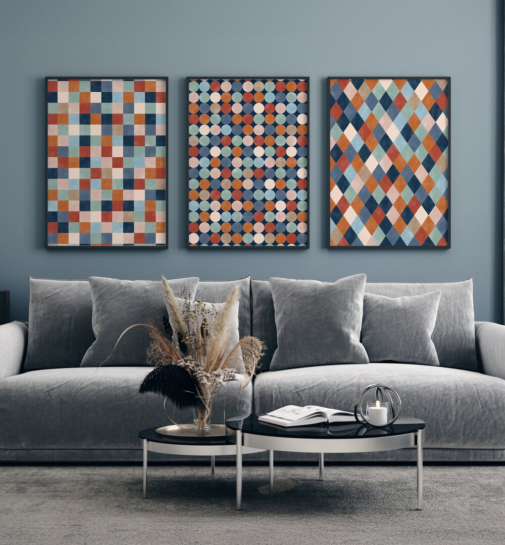 Decorate your home with the VERDANT TRANQUILITY SET, SET OF 3 PAINTINGS, showcasing vibrant greens and calming designs.