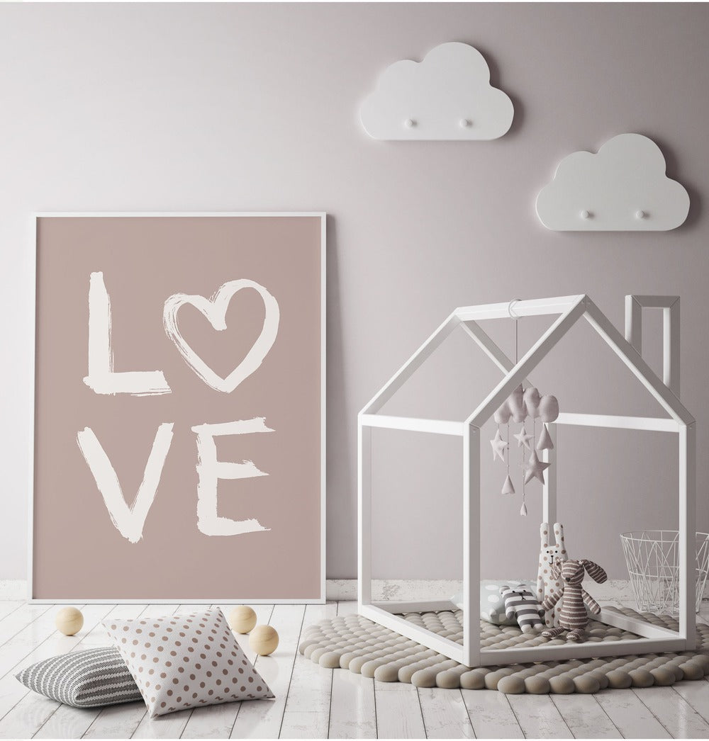 Vibrant LOVE TOOTHY PINK, QUOTES poster stylishly enhances home decor, perfect for a cheerful atmosphere.