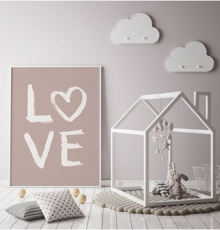Vibrant LOVE TOOTHY PINK, QUOTES poster stylishly enhances home decor, perfect for a cheerful atmosphere.