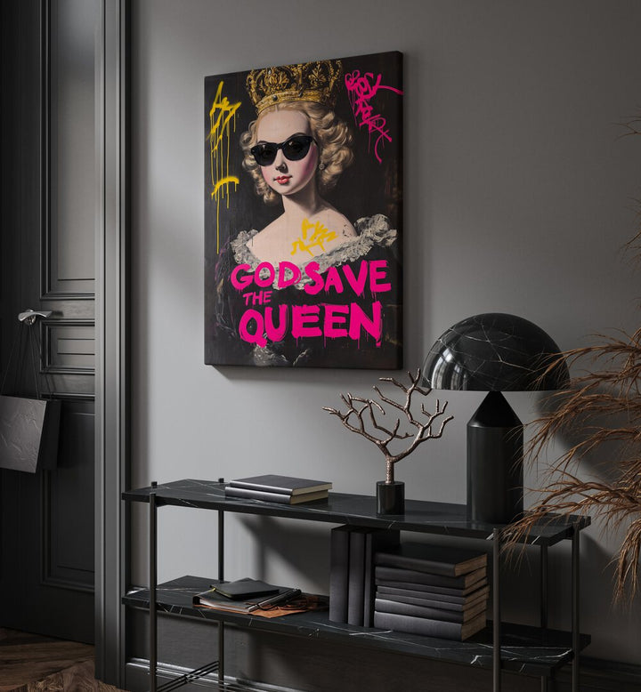 Bold "GOD SAVE THE QUEEN , ALTERED ART PRINTS" poster adds elegance and individuality to your living space decor.