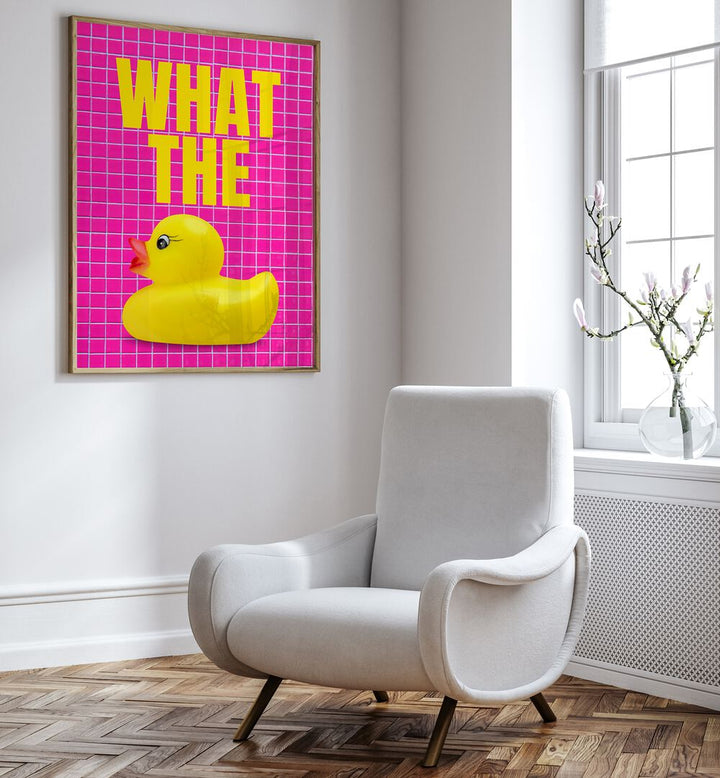 Bright and fun WHAT THE DUCK, QUOTES poster adds humor and charm to your space, perfect for any home decor.