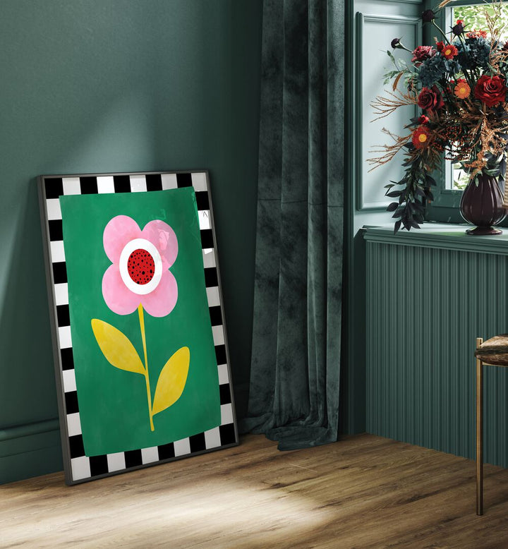 Bright pink flower artwork, part of FLORAL FLOWER PAINTINGS by Elena Ristova, enhancing any room with elegance.