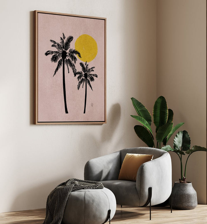 Stunning PALM TREE, LANDSCAPE PAINTINGS in pink background, perfect for modern home decor to elevate your space.