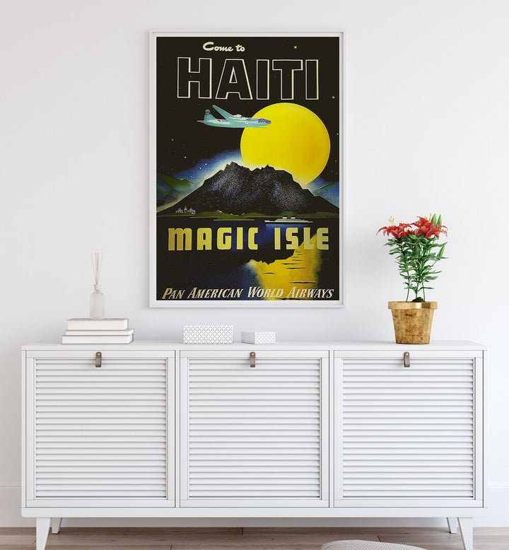 Haiti Magic Isle Vintage Travel Posters evoke the island's charm, perfect for enhancing any home or office decor.