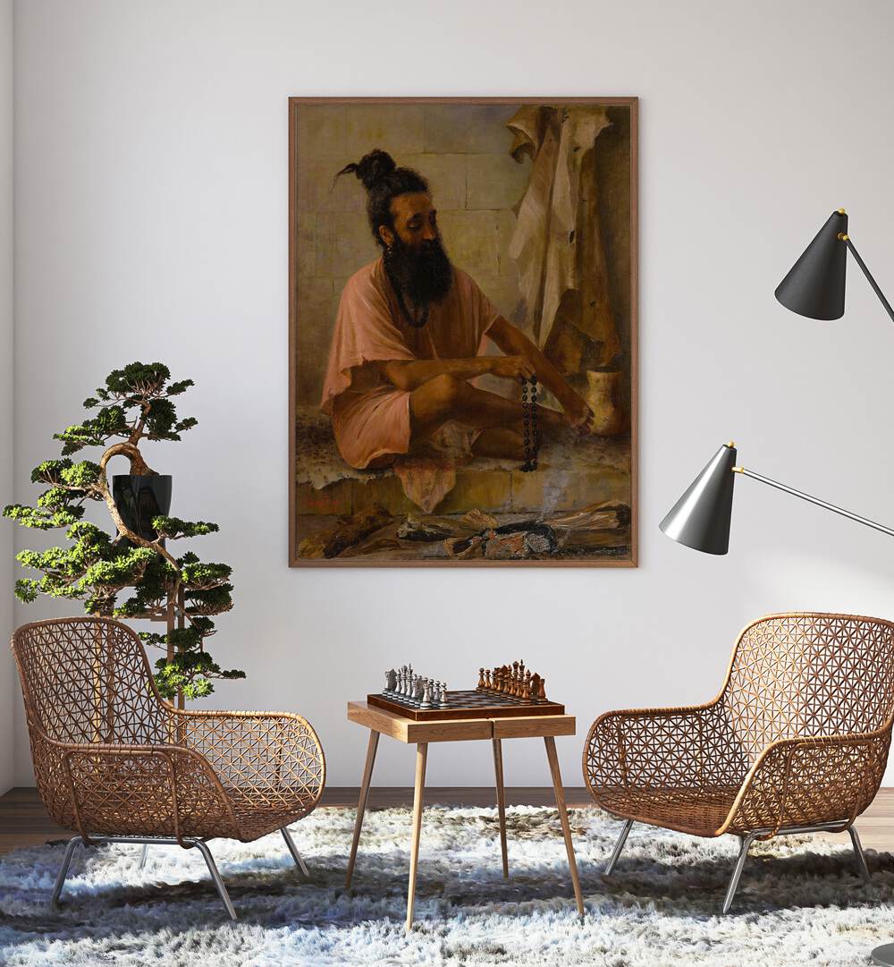 VISHVAMITRA MEDITATION , INDIAN ART PAINTINGS