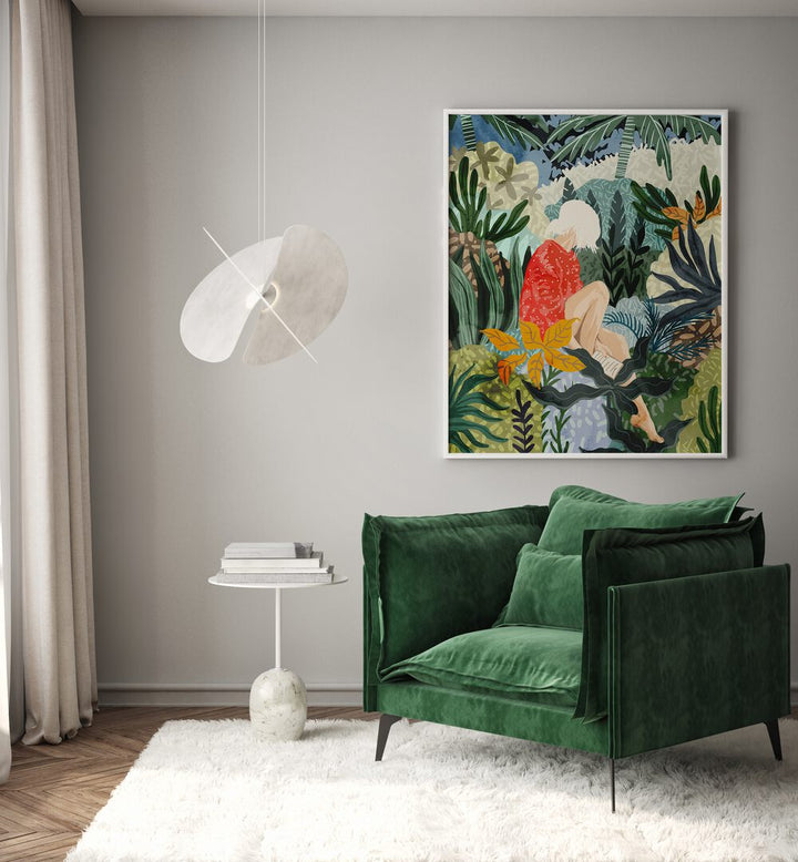 Stunning artwork from THE DISTRACTED READER, PORTRAITS collection, showcasing vibrant illustrations in a cozy setting.