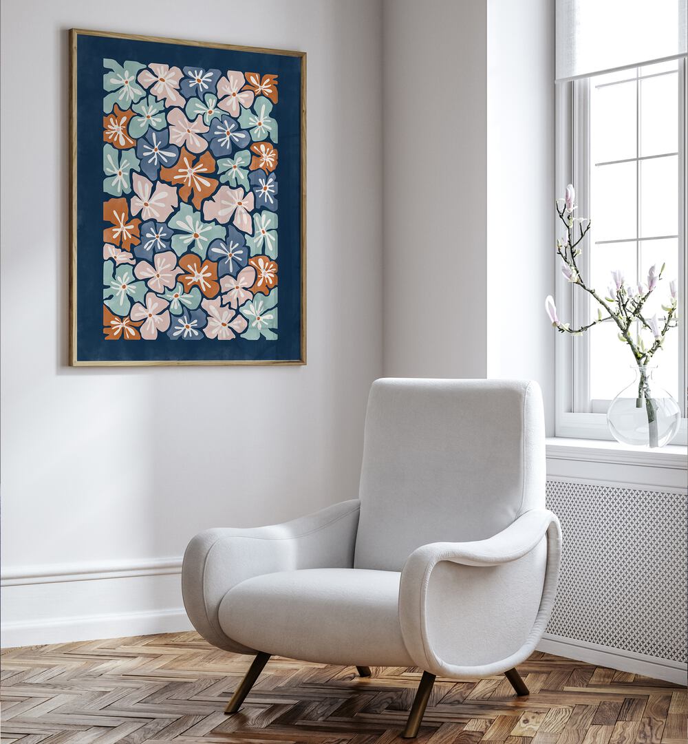 Bright and colorful FLOWERS MARKET, FLORAL FLOWER PAINTINGS adorn a wall, enhancing the elegance of any space.