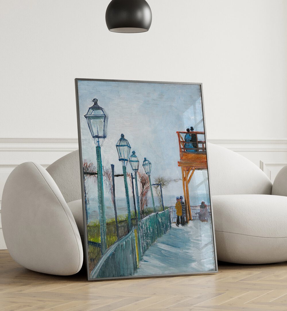 TERRACE AND OBSERVATION DECK AT THE MOULIN DE BLUTE-FIN, MONTMARTRE (1887),  VINTAGE PAINTINGS