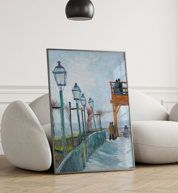 TERRACE AND OBSERVATION DECK AT THE MOULIN DE BLUTE-FIN, MONTMARTRE (1887),  VINTAGE PAINTINGS